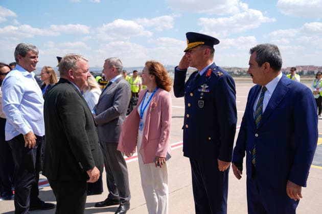 36th NATO Summit in Ankara ANKARA, TURKIYE - JULY 8: Danish Foreign Minister Lars Lokke Rasmussen (2nd L) and Montenegrin Foreign Minister Ervin Ibrahimovic depart (L) from Ankara Airport following the 36th NATO Summit of Heads of State and Government in Ankara, Turkiye, on July 8, 2026. Osmancan Gurdogan Anadolu Ankara Turkey. Editorial use only. Please get in touch for any other usage.  Copyright: x2026xAnadoluxOsmancanxGurdoganx