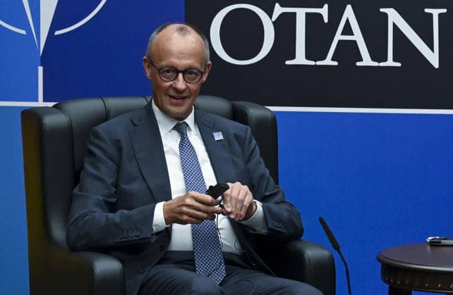 36th NATO Summit in Ankara ANKARA, TURKIYE - JULY 8: Turkish President Recep Tayyip Erdogan (not seen) meets with German Chancellor Friedrich Merz (L) as part of the 36th NATO Heads of State and Government Summit at Presidential Complex in Ankara, Turkiye, on July 8, 2026. Utku Ucrak Anadolu Ankara Turkey. Editorial use only. Please get in touch for any other usage.  Copyright: x2026xAnadoluxUtkuxUcrakx