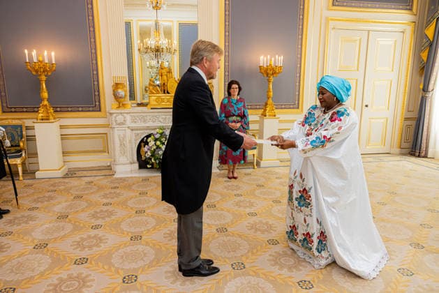 08-07-2026 Palace King Willem-Alexander during a meeting with the Ambassador of the Republic of Guinea, Her Excellency A.N. Conte at palace Noordeinde in The Hague. Â  Copyright: xPPEx