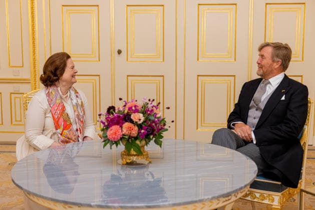 08-07-2026 Palace King Willem-Alexander during a meeting with the Ambassador of the Federal Republic of Germany, Her Excellency T. von Uslar-Gleichen at palace Noordeinde in The Hague. Â  Copyright: xPPEx