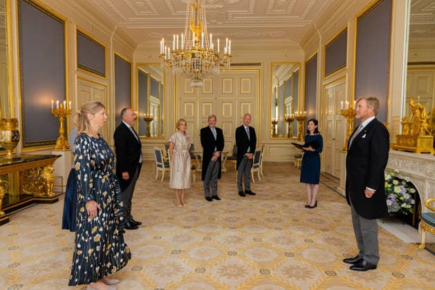 08-07-2026 Palace King Willem-Alexander during a meeting with Ambassador drs. G.M. Landheer (PV OESO), Hare Excellentie drs. E.H.T. van Eerten (Chisinau), Zijne Excellentie drs. R.F.N.W. Wols (Manilla), Zijne Excellentie mr. R.J.P. Pronk (Bagdad), Hare Excellentie drs. A.J. Ter Hoeve-van Heek (Valletta), Hare Excellentie drs. M.M. Monster (Tirana), Zijne Excellentie drs. J.T.M. Akerboom (Accra), Hare Excellentie drs. J.D. Nienhuis (Wellington), Zijne Excellentie drs. R.P.M. Martin (Lissabon), Hare Excellentie mr. dr. M.J. Busstra (Paramaribo) en Hare Excellentie drs. A.P. Diepenbroek (Kopenhagen). Â  Copyright: xPPEx