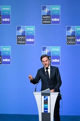 NATO Leaders Summit - Mark Rutte NATO Secretary General Mark Rutte delivers a speech at a head of states and government summit of the NATO (North Atlantic Treaty Organization) military alliance, Wednesday 08 July 2026, in Ankara, Turkey. Photo by Alexis Jumeau ABACAPRESS.COM Ankara Turkey  Copyright: xJumeauxAlexis ABACAx