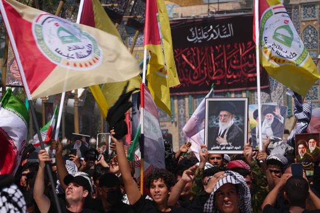 Farewell ceremony for Iran s former leader Khamenei in Karbala KARBALA, IRAQ - JULY 08: Thousands of people carrying posters of Iran s former Supreme Leader Ali Khamenei and flags gather near the Imam Hussein Shrine in Karbala, Iraq, to attend the farewell ceremony for Khamenei, who was killed in the U.S.-Israeli attacks, on July 8, 2026. Murtadha Al-Sudani Anadolu Karbala Iraq. Editorial use only. Please get in touch for any other usage.  Copyright: x2026xAnadoluxMurtadhaxAl-Sudanix