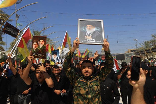 Farewell ceremony for Iran s former leader Khamenei in Karbala KARBALA, IRAQ - JULY 08: Thousands of people carrying posters of Iran s former Supreme Leader Ali Khamenei and flags gather near the Imam Hussein Shrine in Karbala, Iraq, to attend the farewell ceremony for Khamenei, who was killed in the U.S.-Israeli attacks, on July 8, 2026. Murtadha Al-Sudani Anadolu Karbala Iraq. Editorial use only. Please get in touch for any other usage.  Copyright: x2026xAnadoluxMurtadhaxAl-Sudanix