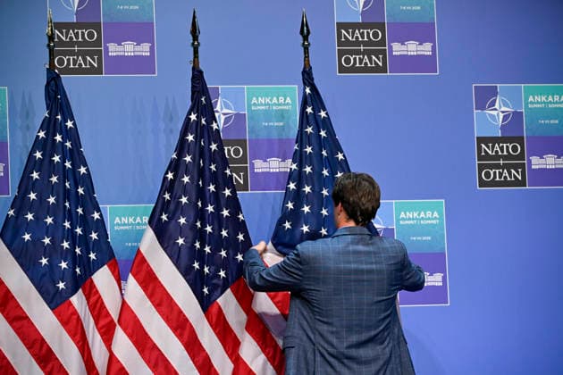 LKS 20260708 Preparations are made ahead of US President Donald Trump s press conference after the 36th NATO Heads of State and Government Summit in Ankara, Turkey, on July 8, 2026. - EMMI KORHONEN Ankara Turkey  Copyright: xEmmixKorhonenx jNExWEE65ws