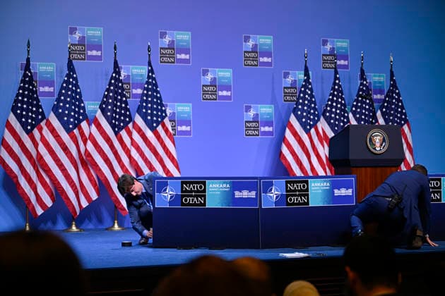LKS 20260708 Preparations are made ahead of US President Donald Trump s press conference after the 36th NATO Heads of State and Government Summit in Ankara, Turkey, on July 8, 2026. - EMMI KORHONEN Ankara Turkey  Copyright: xEmmixKorhonenx Ybkk6Iu3NvI