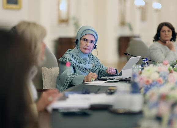 Turkish First Lady Emine Erdogan hosts spouses of leaders ANKARA, TURKIYE - JULY 8: (----EDITORIAL USE ONLY - MANDATORY CREDIT - TURKISH PRESIDENCY MUSTAFA KAMACI HANDOUT - NO MARKETING NO ADVERTISING CAMPAIGNS - DISTRIBUTED AS A SERVICE TO CLIENTS----) Turkish First Lady Emine Erdogan hosts spouses of heads of state and government attending the 36th NATO Heads of State and Government Summit at Cankaya Mansion in Ankara, Turkiye, on July 8, 2026. Turkish Presidency Mustafa Kamaci Handout Anadolu Ankara Turkey. Editorial use only. Please get in touch for any other usage.  Copyright: x2026xAnadoluxTurkishxPresidencyx xMustafaxKamacix xHandoutx