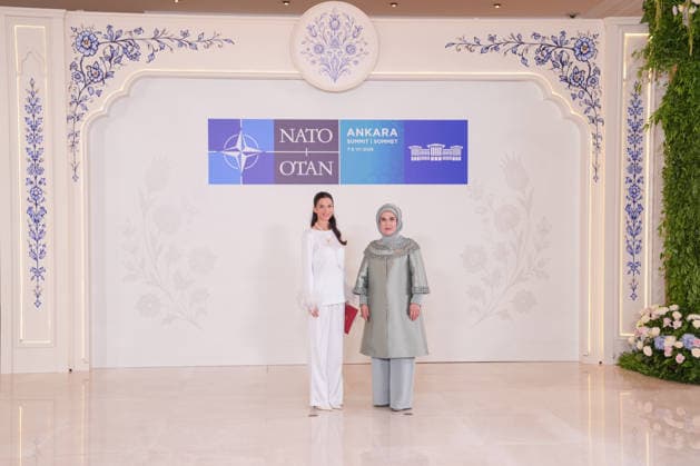 Turkish First Lady Emine Erdogan hosts spouses of leaders ANKARA, TURKIYE - JULY 8: Emine Erdogan (R), wife of Turkish President Recep Tayyip Erdogan, welcomes Milena Tosic Spajic (L), wife of Montenegrin Prime Minister Milojko Spajic, at Cankaya Mansion as she hosted the spouses of heads of state and government during the 36th NATO Summit of Heads of State and Government in Ankara, Turkiye, on July 8, 2026. Cemal Yurttas Anadolu Ankara Turkey. Editorial use only. Please get in touch for any other usage.  Copyright: x2026xAnadoluxCemalxYurttasx
