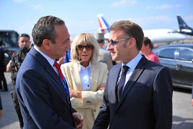 36th NATO Summit in Ankara ANKARA, TURKIYE - JULY 08: French President Emmanuel Macron and his wife Brigitte Macron depart from Esenboga Airport following the 36th NATO Summit in Ankara, Turkiye, on July 8, 2026. Hakan Nural Anadolu Ankara Turkey. Editorial use only. Please get in touch for any other usage.  Copyright: x2026xAnadoluxHakanxNuralx