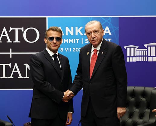 Erdo?an meets Macron on sidelines of NATO summit in Ankara Turkish President Recep Tayyip Erdo?an meets French President Emmanuel Macron at the Presidential Complex in Ankara, Türkiye, on July 8, 2026, on the sidelines of the 36th NATO Heads of State and Government Summit. Photo by Turkish presidency apaimages Istanbul Istanbul Turkey 080726_Türkiye_TPO_01(1) Copyright: xapaimagesxTurkishxpresidencyx xapaimagesx