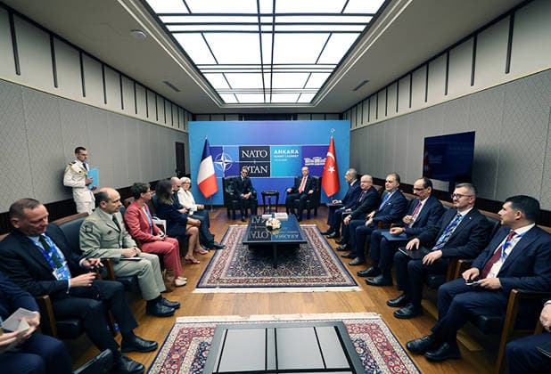 Erdo?an meets Macron on sidelines of NATO summit in Ankara Turkish President Recep Tayyip Erdo?an meets French President Emmanuel Macron at the Presidential Complex in Ankara, Türkiye, on July 8, 2026, on the sidelines of the 36th NATO Heads of State and Government Summit. Photo by Turkish presidency apaimages Istanbul Istanbul Turkey 080726_Türkiye_TPO_01(4) Copyright: xapaimagesxTurkishxpresidencyx xapaimagesx