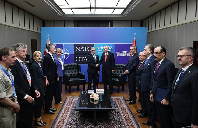 Erdo?an meets UK Prime Minister Starmer during NATO summit Turkish President Recep Tayyip Erdo?an meets British Prime Minister Keir Starmer at the Presidential Complex in Ankara, Türkiye, on July 8, 2026, on the sidelines of the 36th NATO Heads of State and Government Summit. Photo by Turkish presidency apaimages Istanbul Istanbul Turkey 080726_Türkiye_TPO_02(1) Copyright: xapaimagesxTurkishxpresidencyx xapaimagesx