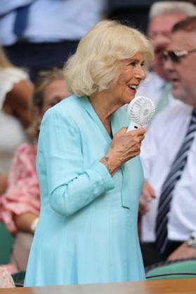 . 08 07 2026. London, United Kingdom. Queen Camilla, Peter Phillips, Harriet Sperling Elle Fanning , Zara Tindall watch Arthur Fery match on day ten of the Wimbledon Tennis Championships in London.  xStephenxLockx xi-Imagesx IIM-26894-0107