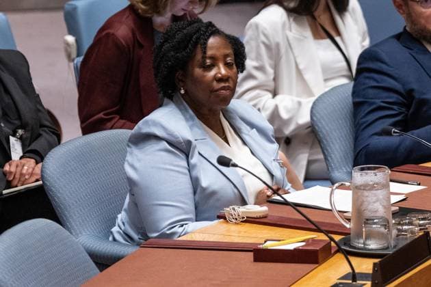 July 8, 2026, New York, New York, USA: Carine Jocelyn, Founder and Director, Haitian Women s Collective attends Security Council meeting on Women and peace and security Honoring the promise of international law to survivors of conflict related sexual violence at UN Headquarters in New York, NY on July 8, 2026. New York USA  - ZUMAr339 20260708_znp_r339_003 Copyright: xLevxRadinx