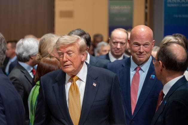 US President Donald Trump and NATO Leaders arrive to participate in a working session during the NATO Summit at Bestepe Presidential Compound in Ankara, Turkey, on Wednesday, July 8, 2026. The summit comes at a critical moment for the 77?year?old transatlantic alliance, as the U.S. president presses members to honor their pledge to boost defense spending amid Washington s pullback from Europe.  TUR2026070809 NATO