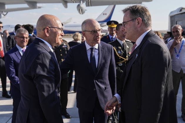 NATO Ankara Summit ANKARA, TURKIYE - JULY 8: Turkish Treasury and Finance Minister Mehmet Simsek sees off Luxembourg Prime Minister Luc Frieden and Belgium Prime Minister Bart De Wever as they depart from Ankara Airport following the 36th NATO Heads of State and Government Summit in Ankara, Turkiye, on July 8, 2026. Osmancan Gurdogan Anadolu Ankara Turkey. Editorial use only. Please get in touch for any other usage.  Copyright: x2026xAnadoluxOsmancanxGurdoganx