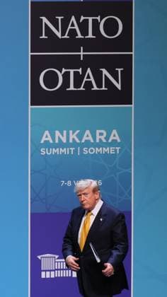 US President Donald Trump pictured at a head of states and government summit of the NATO (North Atlantic Treaty Organization) military alliance, Wednesday 08 July 2026, in Ankara, Turkey.  BENOITxDOPPAGNE 180729373