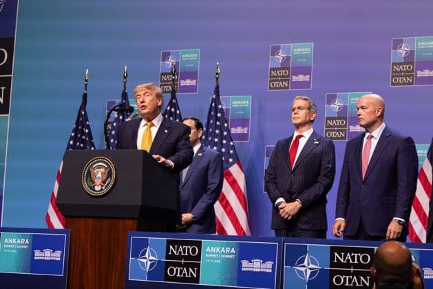 July 8, 2026, Ankara, Turkey: U.S. President Donald Trump speaks during a press conference on the outcomes of the NATO Summit. Ankara Turkey - ZUMAl194 20260708_zip_l194_034 Copyright: xMarekxLadzinskix