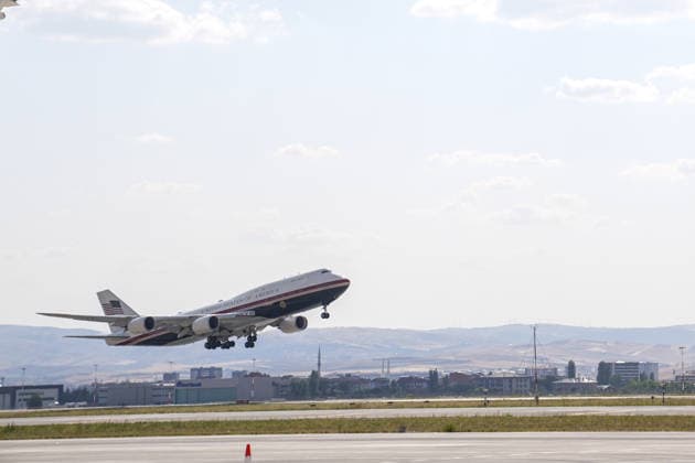 U.S. delegation departs Turkiye after NATO Summit ANKARA, TURKIYE - JULY 08: An aircraft carrying the U.S. delegation departs Esenboga Airport following the 36th NATO Summit in Ankara, Turkiye, on July 8, 2026. Metin Aktas Anadolu Ankara Turkey. Editorial use only. Please get in touch for any other usage.  Copyright: x2026xAnadoluxMetinxAktasx