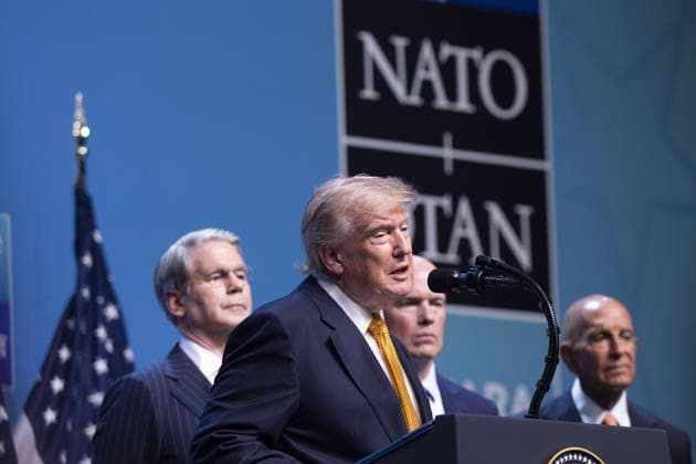 NATO Ankara Summit ANKARA, TURKIYE - JULY 8: US President Donald Trump holds a press conference at the Presidential Complex as part of the 36th NATO Summit of Heads of State and Government in Ankara, Turkiye, on July 8, 2026. Binnur Ege Gurun Kocak Anadolu Ankara Turkey. Editorial use only. Please get in touch for any other usage.  Copyright: x2026xAnadoluxBinnurxEgexGurunxKocakx