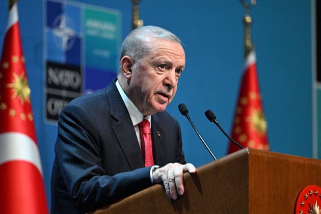 Recep Tayyip Erdogan Summit Press Conference - Ankara Recep Tayyip Erdogan, President of Turkey holds a press conference at Bestepe Presidential Compound during the NATO Summit on July 8, 2026 in Ankara. Photo by Alexis Jumeau ABACAPRESS.COM Ankara Turkey  Copyright: xJumeauxAlexis ABACAx