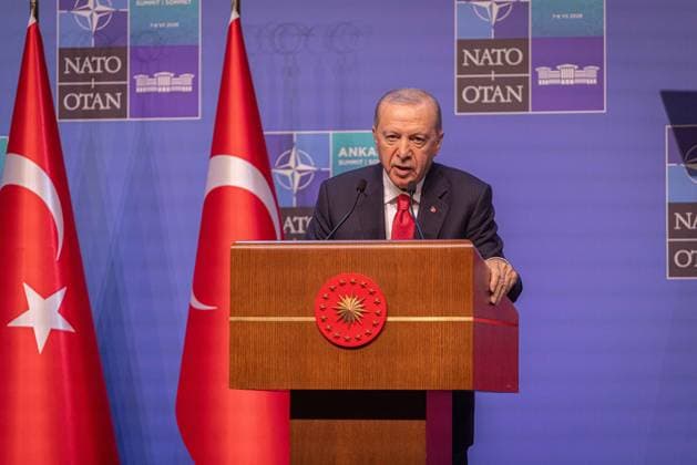 July 8, 2026, Ankara, Turkey: Turkish President Recep Tayyip Erdogan delivers a speech during the NATO Summit in Ankara, Turkey. Ankara Turkey - ZUMAl194 20260708_zip_l194_049 Copyright: xMarekxLadzinskix
