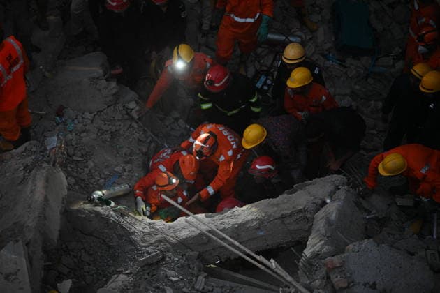 NEW DELHI, INDIA - JULY 8: NDRF personnel rescue a survivor trapped under the debris after a building collapsed in G Block, Sector 16, Rohini on July 8, 2026 in New Delhi, India. Rescue operations were launched immediately, with multiple emergency agencies deployed to search for and evacuate those trapped beneath the rubble. (Photo by Ishant Chauhan Hindustan Times) Man Killed As Under-Construction Building Collapses In Delhi s Rohini Sector 16