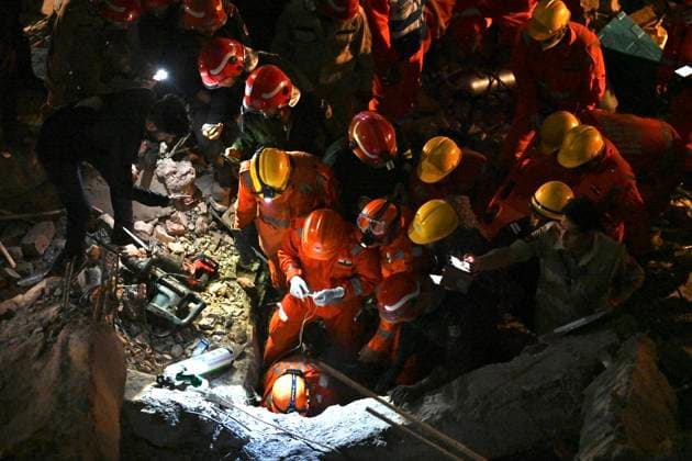 NEW DELHI, INDIA - JULY 8: NDRF personnel rescue a survivor trapped under the debris after a building collapsed in G Block, Sector 16, Rohini on July 8, 2026 in New Delhi, India. Rescue operations were launched immediately, with multiple emergency agencies deployed to search for and evacuate those trapped beneath the rubble. (Photo by Sanchit Khanna Hindustan Times) Man Killed As Under-Construction Building Collapses In Delhi s Rohini Sector 16