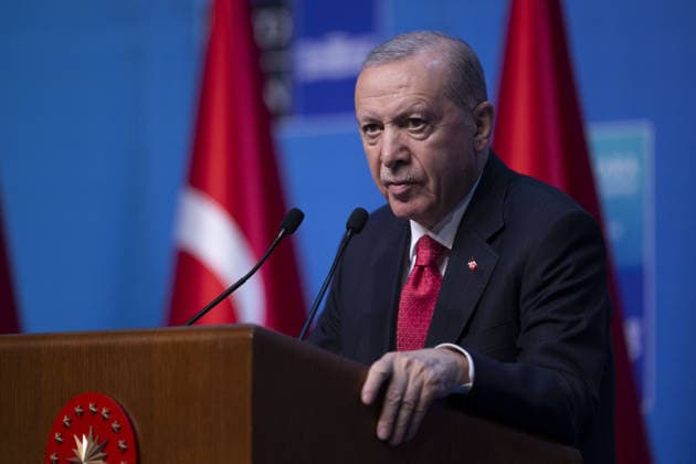Turkish President Recep Tayyip Erdogan ANKARA, TURKIYE - JULY 8: Turkish President Recep Tayyip Erdogan holds a press conference as part of the 36th NATO Summit of Heads of State and Government at the Presidential Complex in Ankara, Turkiye, on July 8, 2026. Ismail Aslandag Anadolu Ankara Turkey. Editorial use only. Please get in touch for any other usage.  Copyright: x2026xAnadoluxIsmailxAslandagx