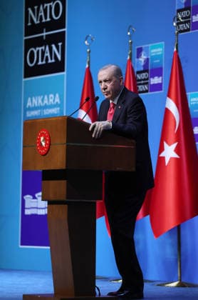 Turkish President Recep Tayyip Erdogan ANKARA, TURKIYE - JULY 8: (----EDITORIAL USE ONLY MANDATORY CREDIT - TURKISH PRESIDENCY MURAT CETINMUHURDAR HANDOUT - NO MARKETING NO ADVERTISING CAMPAIGNS - DISTRIBUTED AS A SERVICE TO CLIENTS----) Turkish President Recep Tayyip Erdogan holds a press conference as part of the 36th NATO Summit of Heads of State and Government at the Presidential Complex in Ankara, Turkiye, on July 8, 2026. Turkish Presidency Murat Cetinmuhurdar Handout Anadolu Ankara Turkey. Editorial use only. Please get in touch for any other usage.  Copyright: x2026xAnadoluxTurkishxPresidencyx xMuratxCetinmuhurdarx xHandoutx