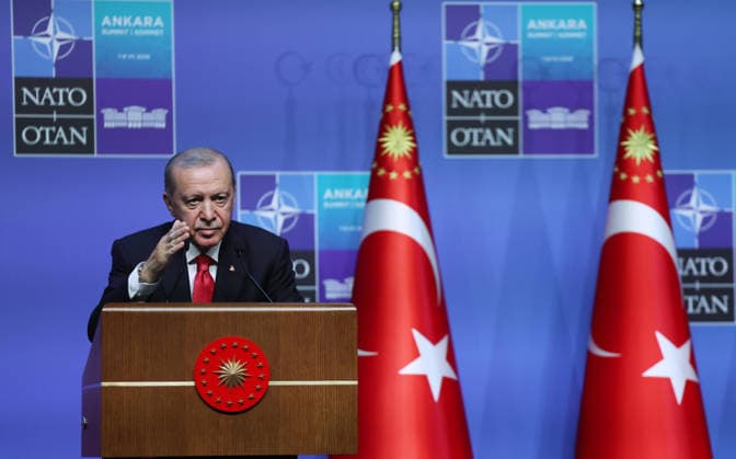 Turkish President Recep Tayyip Erdogan ANKARA, TURKIYE - JULY 8: (----EDITORIAL USE ONLY MANDATORY CREDIT - TURKISH PRESIDENCY MURAT CETINMUHURDAR HANDOUT - NO MARKETING NO ADVERTISING CAMPAIGNS - DISTRIBUTED AS A SERVICE TO CLIENTS----) Turkish President Recep Tayyip Erdogan holds a press conference as part of the 36th NATO Summit of Heads of State and Government at the Presidential Complex in Ankara, Turkiye, on July 8, 2026. Turkish Presidency Murat Cetinmuhurdar Handout Anadolu Ankara Turkey. Editorial use only. Please get in touch for any other usage.  Copyright: x2026xAnadoluxTurkishxPresidencyx xMuratxCetinmuhurdarx xHandoutx