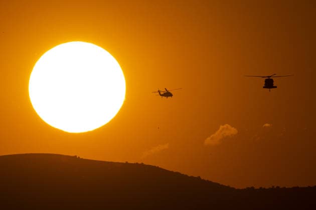 NATO Ankara Summit ANKARA, TURKIYE - JULY 8: Helicopters patrol the skies as aerial security measures are implemented while heads of state and government depart following the NATO Ankara Summit, in Ankara, Turkiye, on July 8, 2026. Ismail Kaplan Anadolu Ankara Turkey. Editorial use only. Please get in touch for any other usage.  Copyright: x2026xAnadoluxIsmailxKaplanx