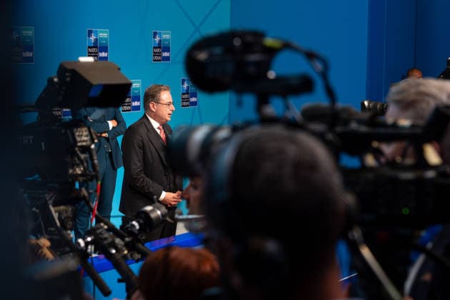 July 8, 2026, Ankara, Antwerp, Turkey: ANKARA, TURKIJE - 08.07.2026..Secretary-General Mark Rutte and the heads of government of the NATO member states arrive at the Bestepe Presidential Compound in Ankara for day 2 of the summit in Ankara. ..Bart De wever, accompanied by Theo Francken, were off course asked questions about the Belgian national team that beat the USA at the World Cup. Ankara Turkey - ZUMAr234 20260708_zip_r234_033 Copyright: xBobxReijndersx
