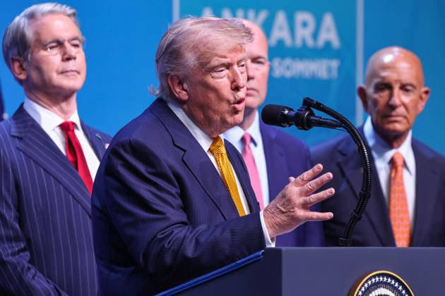 NATO summit in Ankara 2026 Ankara, Turkey 20260708. US President Donald Trump during the NATO summit in Ankara on Wednesday. Photo: Geir Olsen NTB undefined Ankara Turkey Eg8fqeL1Vns EDITORIAL USE ONLY Ref:_POLEg8fqeL1Vns.jpg *** NATO Summit in Ankara, 2026, Ankara, Turkey, July 8, 2026. U.S. President Donald Trump during the NATO summit in Ankara on Wednesday. Photo by Geir Olsen, NTB. undefined Ankara, Turkey. Eg8fqeL1Vns. EDITORIAL USE ONLY. Ref: POLEg8fqeL1Vns.jpg  Copyright: xGeirxOlsenx xNTBx