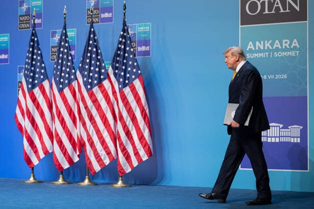 Donald Trump at NATO Summit Press Conference - Ankara AJ US President Donald Trump speaks to the press during a NATO (OTAN) Summit at Bestepe Presidential Compound in Ankara, Turkiye on July 8, 2026. The summit comes at a fraught time for the 77-year-old transatlantic alliance, with the US President demanding members make good on a pledge to ramp up defence spending as Washington takes a step back from Europe. Photo by Alexis Jumeau ABACAPRESS.COM. Ankara  Copyright: xJumeauxAlexis ABACAx