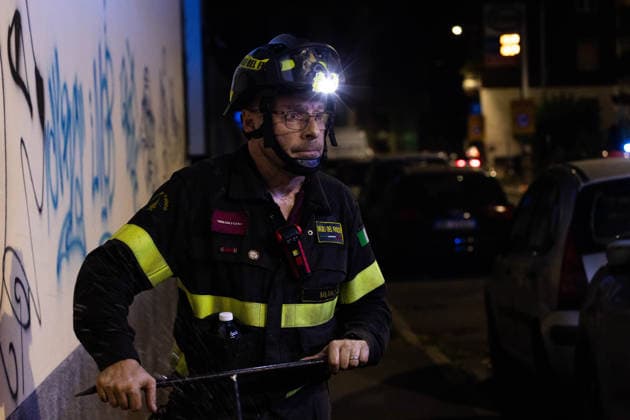 July 8, 2026, Milan, Mi, Italy: Firefighters are working to extinguish a fire that broke out at the logistics hub of BRT S.p.A., an Italian company operating in the freight transport sector. Milan Italy  - ZUMAc276 20260708_zip_c276_002 Copyright: xAndreaxCarrubbax