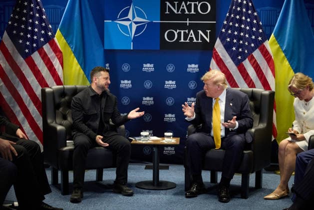July 8, 2026, Ankara, Ankara, Turkey: President DONALD TRUMP meets with Ukrainian President VOLODYMYR ZELENSKY on the sidelines of the NATO summit in Ankara, Turkey. Ankara Turkey - ZUMA 20260708_int_z03_001 Copyright: xUkrainexPresidencyx