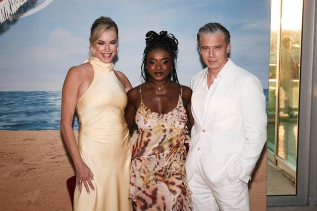 IPA86521470 - Riccione: The photocall for the fourth season of the Paramount series Star Trek: Strange New Worlds during the Italian Global Series (IGS) Festival 2026. Pictured: Anson Mount (American actor), Rebecca Romijn (American actress), Celia Rose Gooding (American actress)  Copyright: xAlessandroxBremecx xx 86521470