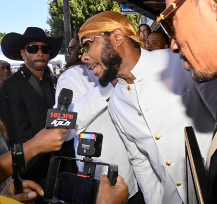 Flesh-n-Bone of the Hip-Hop group Bone Thugs-N-Harmony speak with reporters during a ceremony honoring them with the 2,851st star on the Hollywood Walk of Fame in Los Angeles on Wednesday, July 8, 2026.  LAP2026070806 JIMxRUYMEN