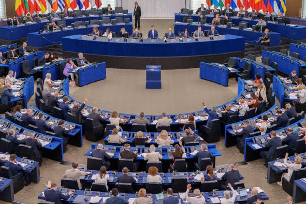 European Parliament holds voting session during July plenary. France - Strasbourg, 08.07.2026 Members of the European Parliament (MEPs) participate in a voting session during the July plenary sitting at the European Parliament in Strasbourg. The chamber voted on a range of reports as part of the four-day plenary session before the summer recess. Alsace