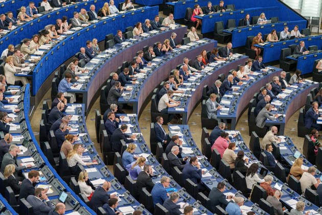 European Parliament holds voting session during July plenary. France - Strasbourg, 08.07.2026 Members of the European Parliament (MEPs) participate in a voting session during the July plenary sitting at the European Parliament in Strasbourg. The chamber voted on a range of reports as part of the four-day plenary session before the summer recess. Alsace