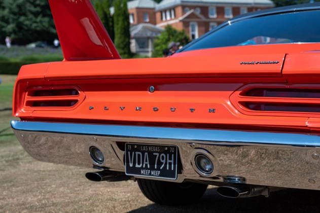July 8, 2026, Epsom, Surrey, United Kingdom: The rear end of a orange 1970 Plymouth Superbird on display during the the 2026 RAC Concours. The Royal Automobile Club hosted its second Concours at Woodcote Park in Epsom. More than 50 exceptional vehicles, representing over a century of motoring history, were displayed across the estate. The collection included veteran, vintage, classic, racing and supercars, as well as an impressive selection of motorcycles. Epsom United Kingdom - ZUMAs197 20260708_aaa_s197_119 Copyright: xJamesxWilloughbyx