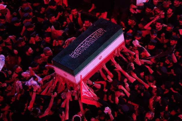 Funeral ceremony held in Karbala for Iran s late Supreme Leader Khamenei KARBALA, IRAQ - JULY 9: Mourners gather during the funeral procession of Iran’s late Supreme Leader Ayatollah Ali Khamenei at the holy shrines of Imam Hussein and his brother Hazrat Abbas in Karbala, Iraq on July 9, 2026. Murtadha Al-Sudani Anadolu Karbala Iraq. Editorial use only. Please get in touch for any other usage.  Copyright: x2026xAnadoluxMurtadhaxAl-Sudanix