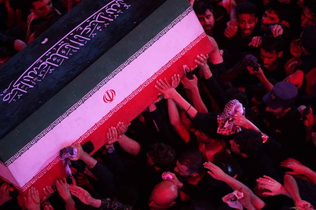 Funeral ceremony held in Karbala for Iran s late Supreme Leader Khamenei KARBALA, IRAQ - JULY 9: Mourners gather during the funeral procession of Iran’s late Supreme Leader Ayatollah Ali Khamenei at the holy shrines of Imam Hussein and his brother Hazrat Abbas in Karbala, Iraq on July 9, 2026. Murtadha Al-Sudani Anadolu Karbala Iraq. Editorial use only. Please get in touch for any other usage.  Copyright: x2026xAnadoluxMurtadhaxAl-Sudanix