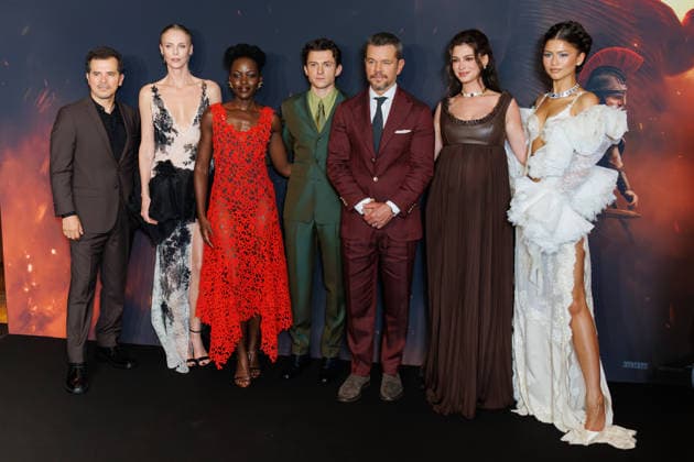 The premiere of *The Odyssey* at Le Grand Rex theater. Celebrities arrive on the red carpet: John Leguizamo, Charlize Theron, Lupita Nyong o, Tom Holland, Matt Damon, Anne Hathaway, and Zendaya. 458058 2026 07 08  Copyright: xSebastienxFremontx xStarfacex STAR_458058_113