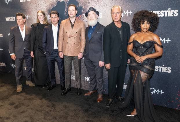 July 8, 2026, Bronx, New York, USA: Vincent Walsh, Hilary McCormack, Hamish Allan-Headley, Tom Brittney, J. K. Simmons, Titus Welliver and Jessica Frances Dukes attend U.S. Premiere for The Westies by MGM+ at SVA Theatre in New York, NY on July 8, 2026. Bronx USA - ZUMAr339 20260708_znp_r339_078 Copyright: xLevxRadinx