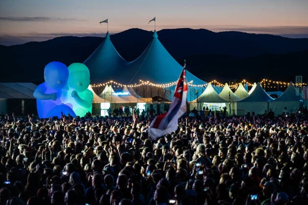 Pohoda music festival day 1 in Trencin, Slovakia - 8 JULY 2026. General view of fans and tents during dusk live performance at Pohoda Festival 2026 at Airport Trencin. Pohoda festival the biggest open-air summer music festival in Slovakia, celebrates 30th anniversary. Trencin Slovakia Copyright: xTomasxTkacikx xSOPAxImagesx 20260708-Pohoda-day1-15