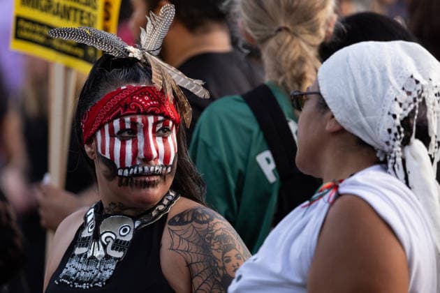 July 8, 2026, Houston, Texas, USA: During a vigil following the death of Lorenzo Salgado Araujos, protesters gather in Magnolia Park, Wednesday, July 8, in Houston, Texas. Houston USA - ZUMAg287 20260708_zsp_g287_087 Copyright: xMatthewxGuzmanx
