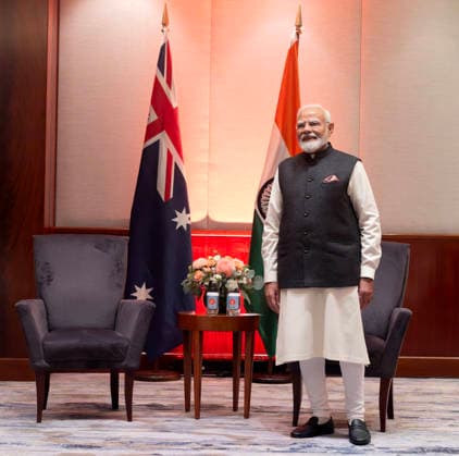 NARENDRA MODI AUSTRALIA VISIT The Prime Minister of India Narendra Modi at the Park Hyatt in Melbourne, Thursday, July 9, 2026. (AAP Image NewsWire, pool) NO ARCHIVING Melbourne Park Hyatt Entrance Victoria Australia *** NARENDRA MODI S VISIT TO AUSTRALIA: Indian Prime Minister Narendra Modi at the Park Hyatt in Melbourne, Thursday, July 9, 2026. AAP Image NewsWire, pool. NO ARCHIVING. Park Hyatt Melbourne Entrance, Victoria, Australia Poolfoto AAPIMAGE ,EDITORIAL USE ONLY