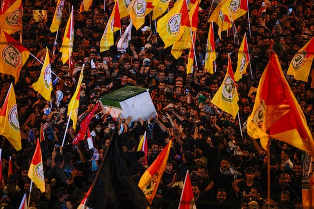 Funeral ceremony held in Karbala for Iran s late Supreme Leader Khamenei KARBALA, IRAQ - JULY 9: Iraqis attend the funeral ceremony held for former Iranian Supreme Leader Ali Khamenei, who was killed in a U.S.-Israeli airstrike, on July 9, 2026 in Karbala, Iraq. Khamenei s coffin is carried through the shrines of Imam Hussein and his brother Abbas during the ceremony. Stringer Anadolu Karbala Iraq. Editorial use only. Please get in touch for any other usage.  Copyright: x2026xAnadoluxStringerx
